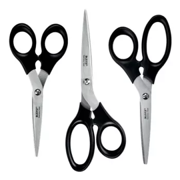 Leitz Set de tijeras de acero inoxidable 165/185/200 mm, adultos, corte recto, set, negro, acero inoxidable, acero inoxidable, tijeras de oficina