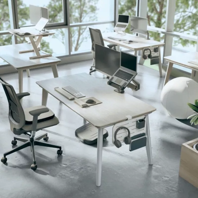 Leitz Organizador de escritorio con panel perforado Ergo Small, 42x25 cm, MDF, plástico reciclado, caucho, blanco, montaje con abrazadera, Letter, papel, imagen, 450 x 61 x 330 mm, 450 mm