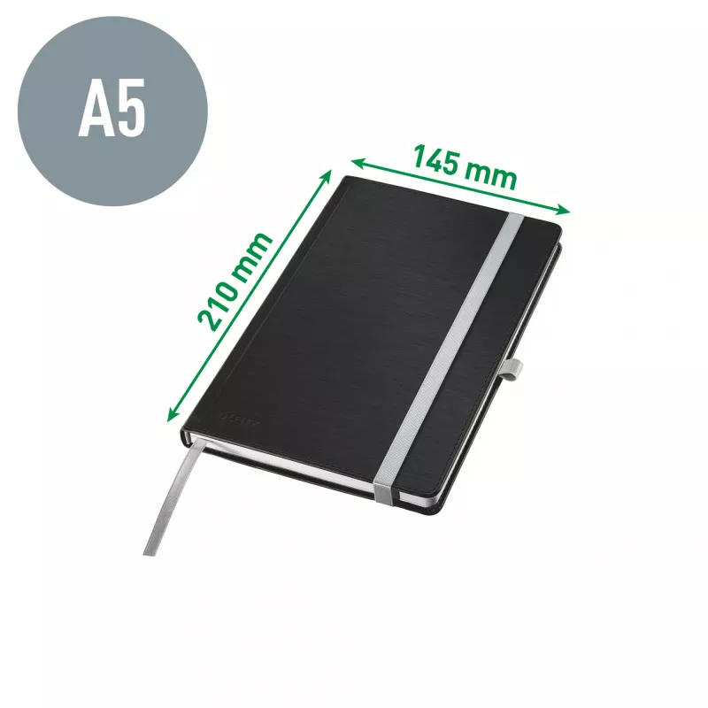 Leitz Style cuaderno A5 rayado con tapa dura, monocromático, negro, A5, 80 hojas, 100 g/m², papel rayado