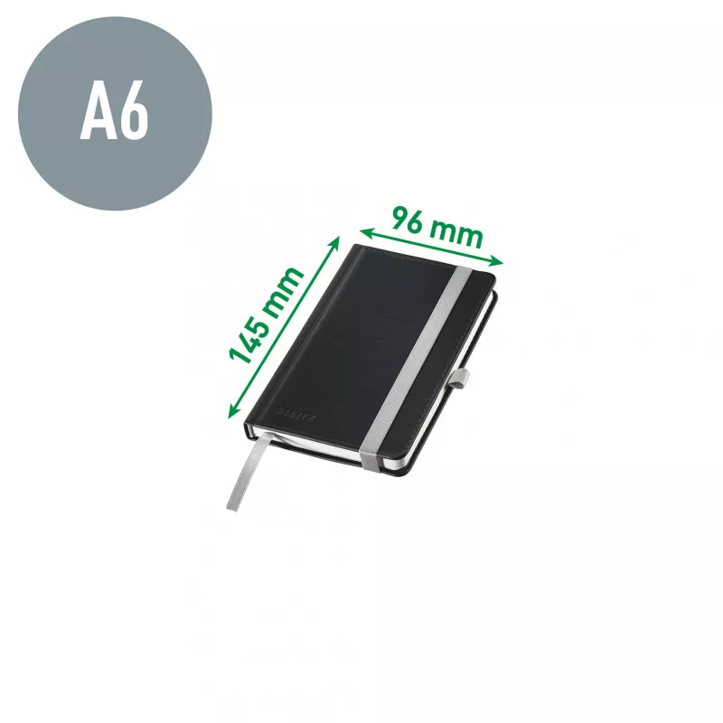 Leitz Style cuaderno A6 cuadriculado con tapa dura, monocromático, negro, A6, 80 hojas, 100 g/m², papel cuadriculado