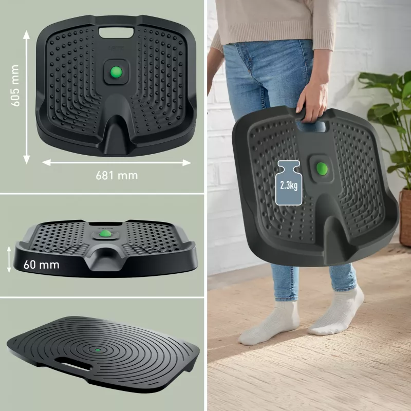Leitz Ergo Active alfombrilla ergonómica antifatiga, rectangular, negra, poliuretano, Bubble, China, 605 x 681 mm