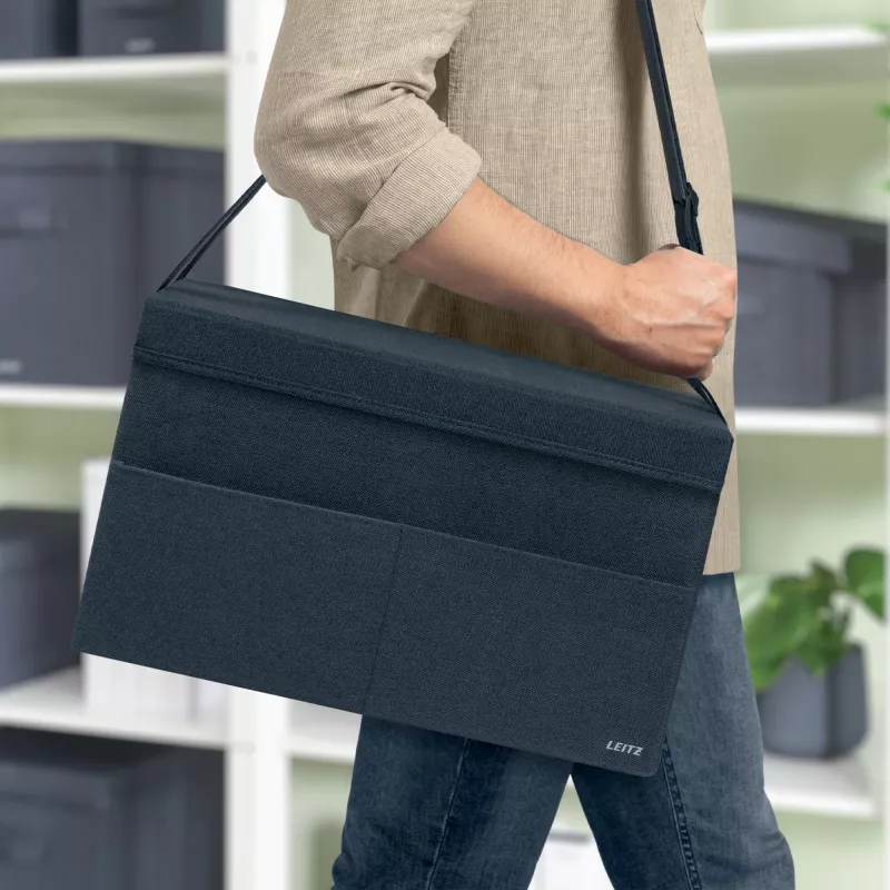 Leitz Fabric bolsa de trabajo Hot Desking con tapa, bolsa de almacenamiento, gris, rectangular, tela, monocromático, unisex