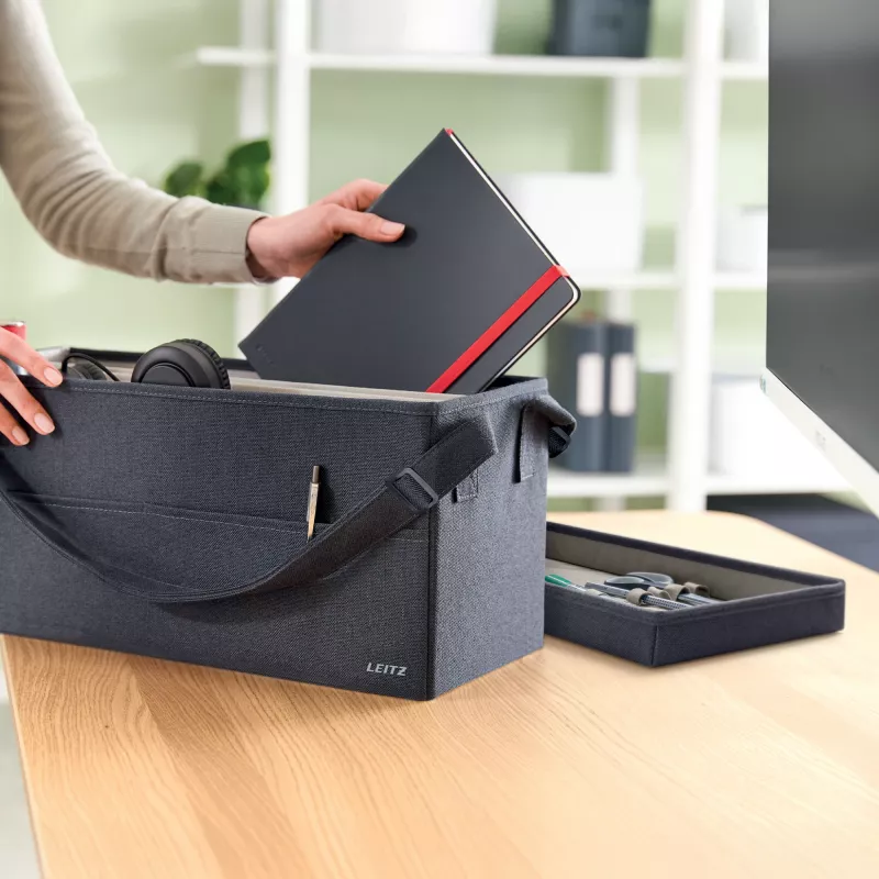 Leitz Fabric bolsa de trabajo Hot Desking con tapa, bolsa de almacenamiento, gris, rectangular, tela, monocromático, unisex