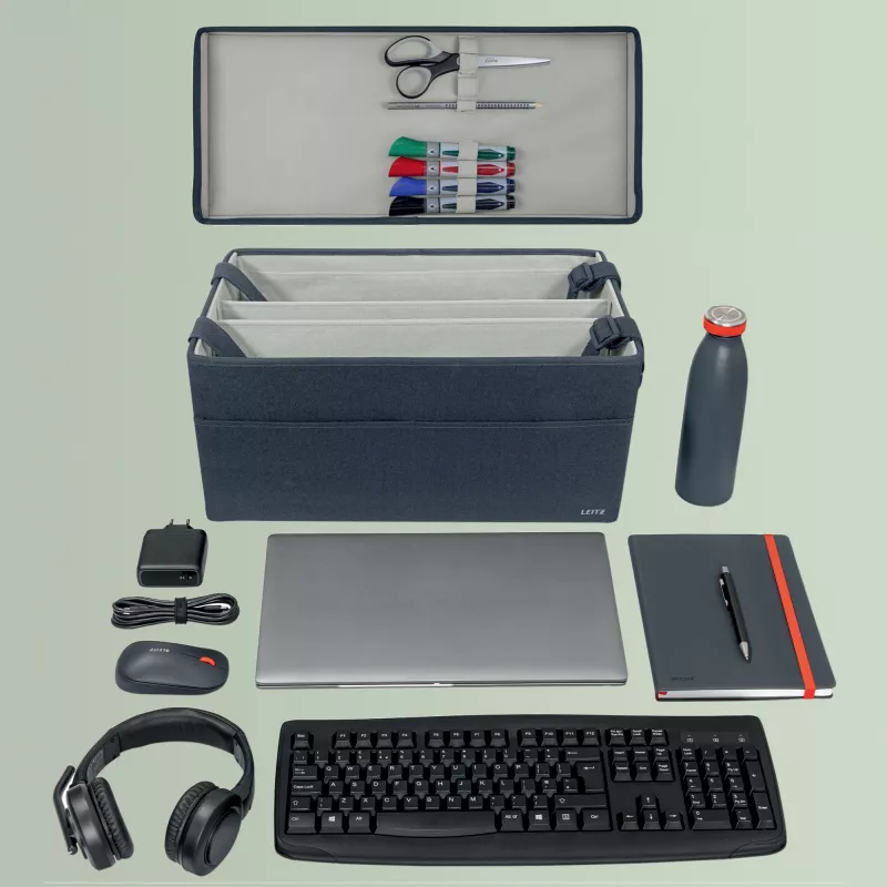 Leitz Fabric bolsa de trabajo Hot Desking con tapa, bolsa de almacenamiento, gris, rectangular, tela, monocromático, unisex