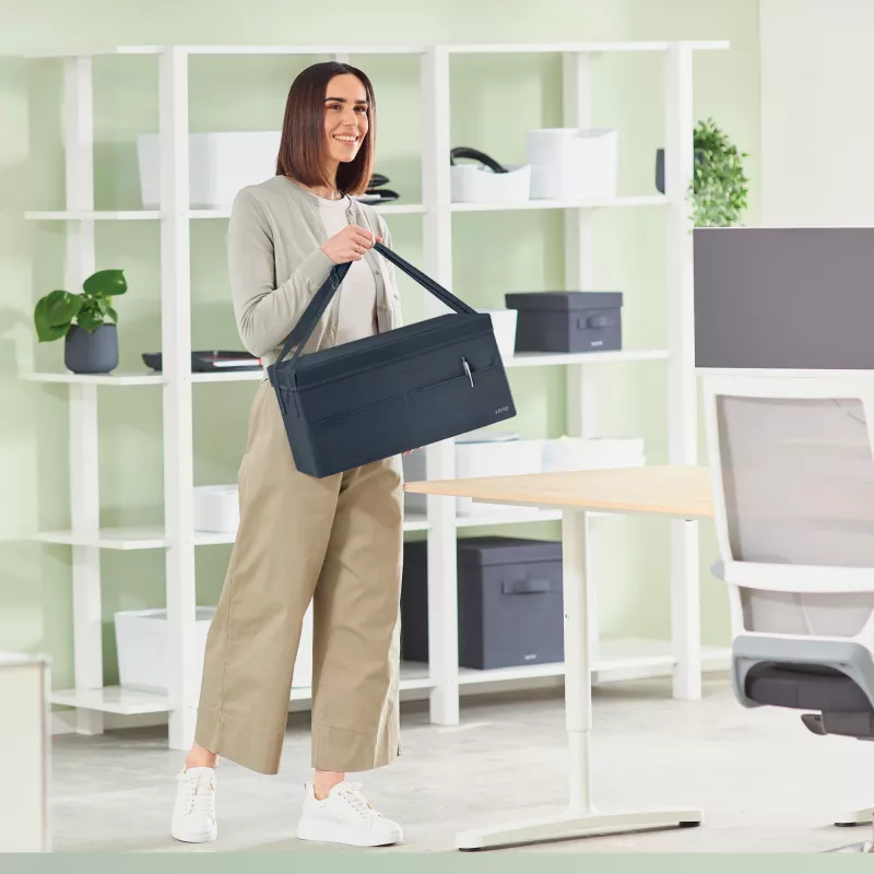 Leitz Fabric bolsa de trabajo Hot Desking con tapa, bolsa de almacenamiento, gris, rectangular, tela, monocromático, unisex