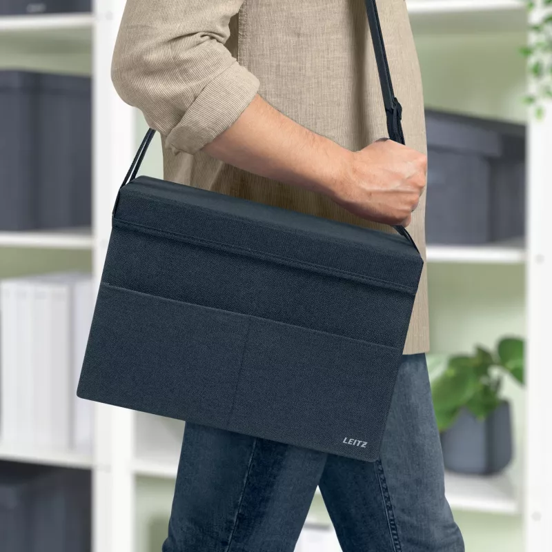Leitz Fabric bolsa de trabajo compacta Hot Desking con tapa, bolsa de almacenamiento, gris, rectangular, tela, monocromático, adulto