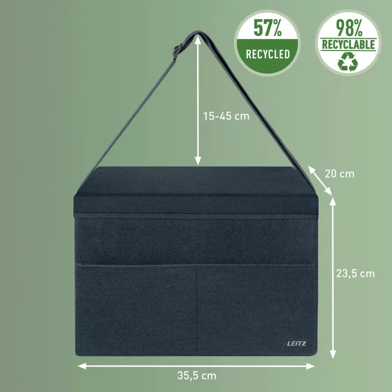 Leitz Fabric bolsa de trabajo compacta Hot Desking con tapa, bolsa de almacenamiento, gris, rectangular, tela, monocromático, adulto