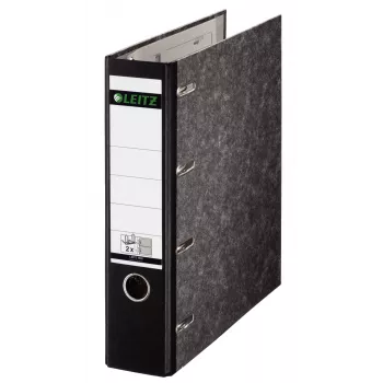 Leitz archivador de palanca de doble mecanismo Classic Marbled, 2 x A5, cartón, negro, superficie texturizada, 1000 hojas, 80 g/m²