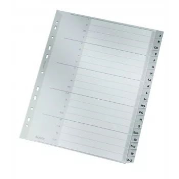 Leitz 12600000 índice de pestañas alfabético de cartón gris