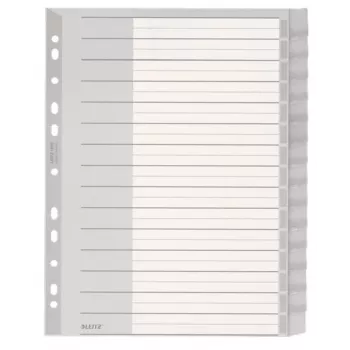 Leitz 12760000 índice de pestañas en blanco de plástico, gris