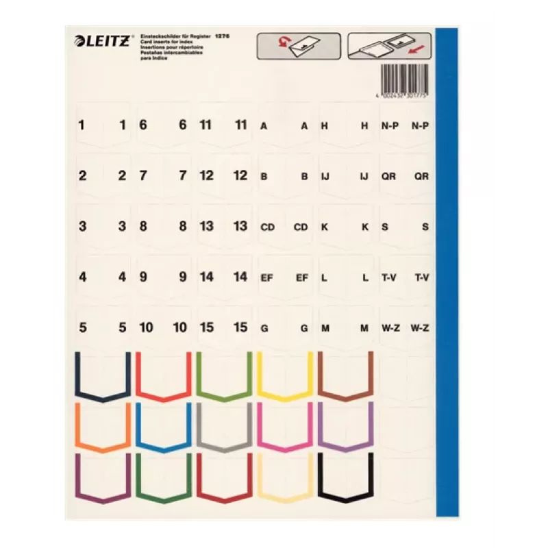 Leitz 12760000 índice de pestañas en blanco de plástico, gris