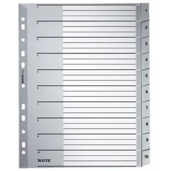 Leitz 12800000 índice de pestañas numérico de cartón gris