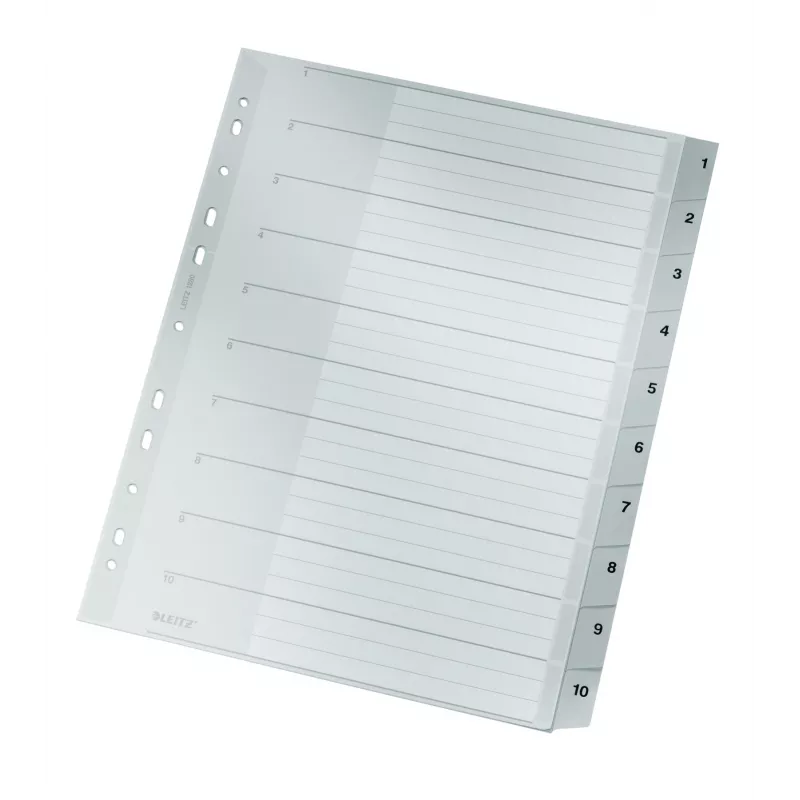 Leitz 12800000 índice de pestañas numérico de cartón gris