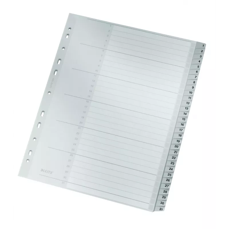 Leitz 12810000 índice de pestañas numérico de cartón gris