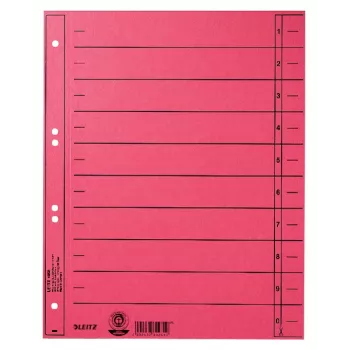 Leitz 16580025 índice de pestañas numérico cartón rojo