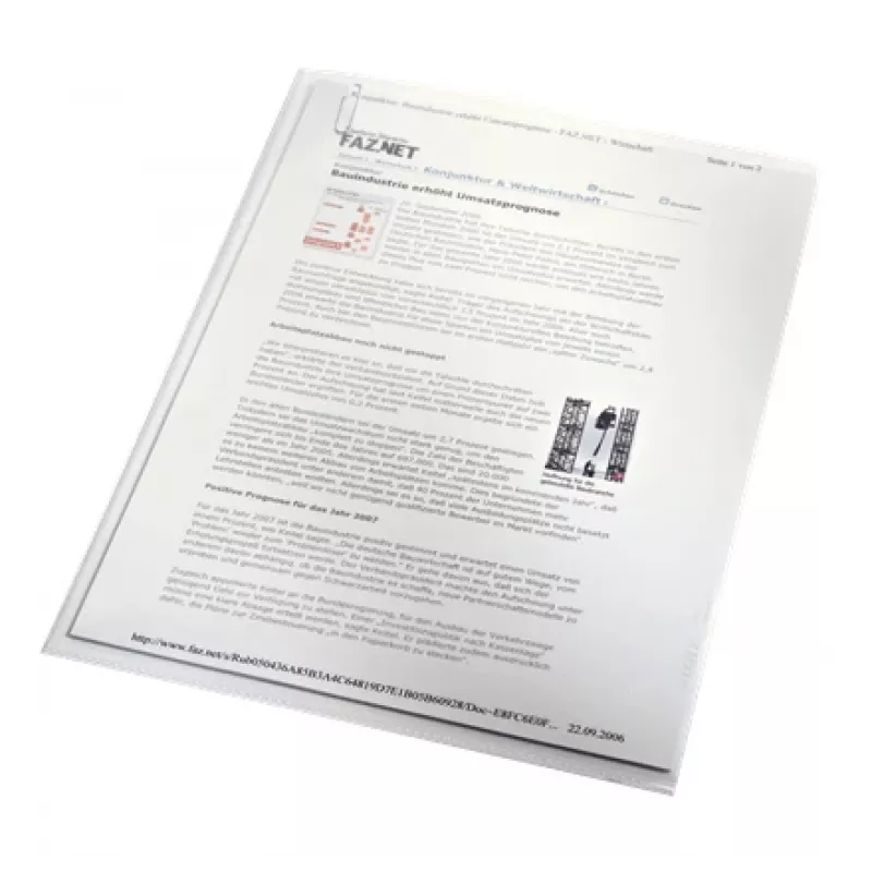 LEITZ Fundas transparentes estándar, A4, PP, granulado, 0,13 mm, abiertas por arriba y por los lados, aptas para documentos (4000-00-03)