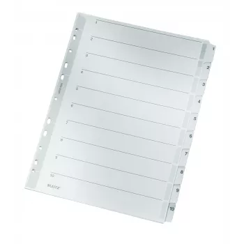 Leitz 43240000 Índice de pestañas numérico cartón, plástico gris