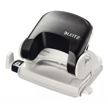 Leitz Perforadora 5038 NeXXt, 2 taladros, 16 hojas, 16 hojas, negro, plástico, 8 cm, 5,5 mm, A4, A5, A6, Folio, US-Quart, 8 x 8 x 8 cm