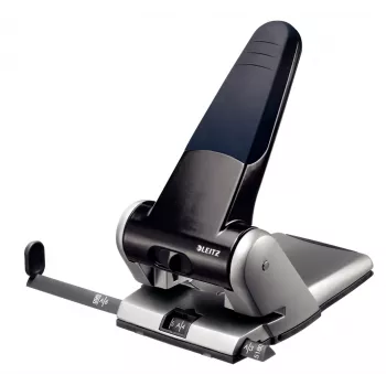 Leitz Perforadora Heavy Duty, 65 hojas, negro, gris, 8 cm, 5,5 mm, A4, 130 mm