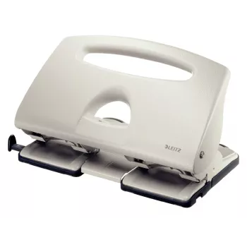 Leitz Perforadora 5132, 4 taladros 40 hojas, 40 hojas, gris, aluminio, plástico, 8 cm, 5,5 mm, A4, A5, A6, Folio, US Quart