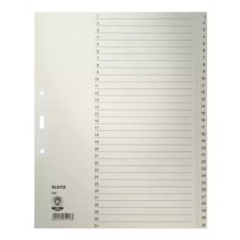 Leitz 12310085 Índice de pestañas Índice de pestañas numérico papel gris