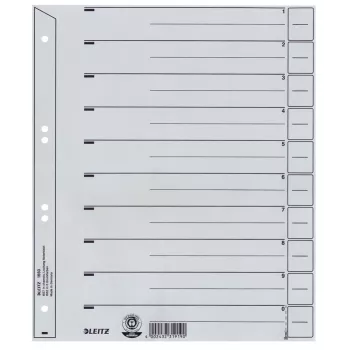 Leitz 16500085 Índice de pestañas numérico cartón gris