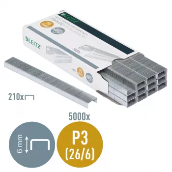 Leitz Grapas P3 26/6 caja con 5000 unidades, paquete de grapas, 26/6, 6 mm, 210 grapas, grapado, 26/6