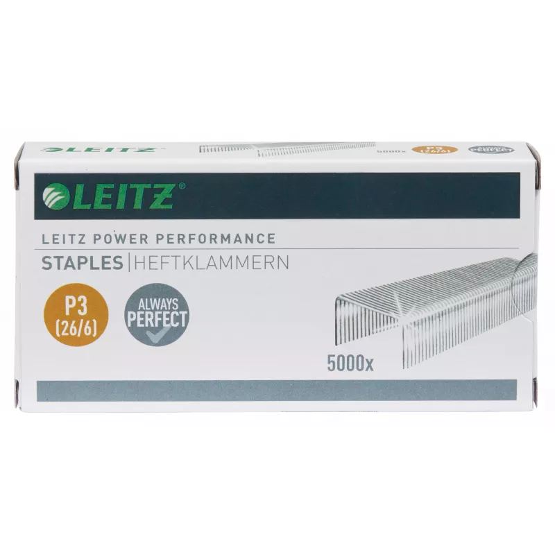 Leitz Grapas P3 26/6 caja con 5000 unidades, paquete de grapas, 26/6, 6 mm, 210 grapas, grapado, 26/6