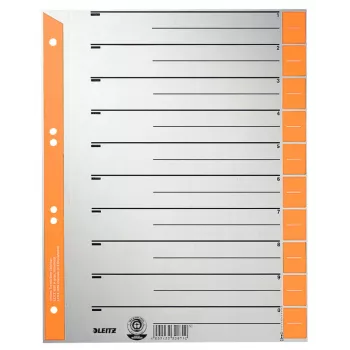 Leitz 16520045 Índice de pestañas separadores numéricos cartón gris, naranja