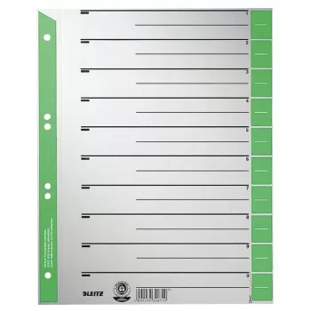Leitz 16520055 Índice de pestañas numérico cartón verde, gris