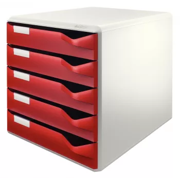Leitz 52800028 Caja de documentos poliestireno burdeos, gris