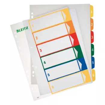 Leitz índice imprimible para PC, PP, extragrande, índice numérico, polipropileno (PP), azul, verde, naranja, rojo, amarillo, 245 mm, 2 mm, 305 mm