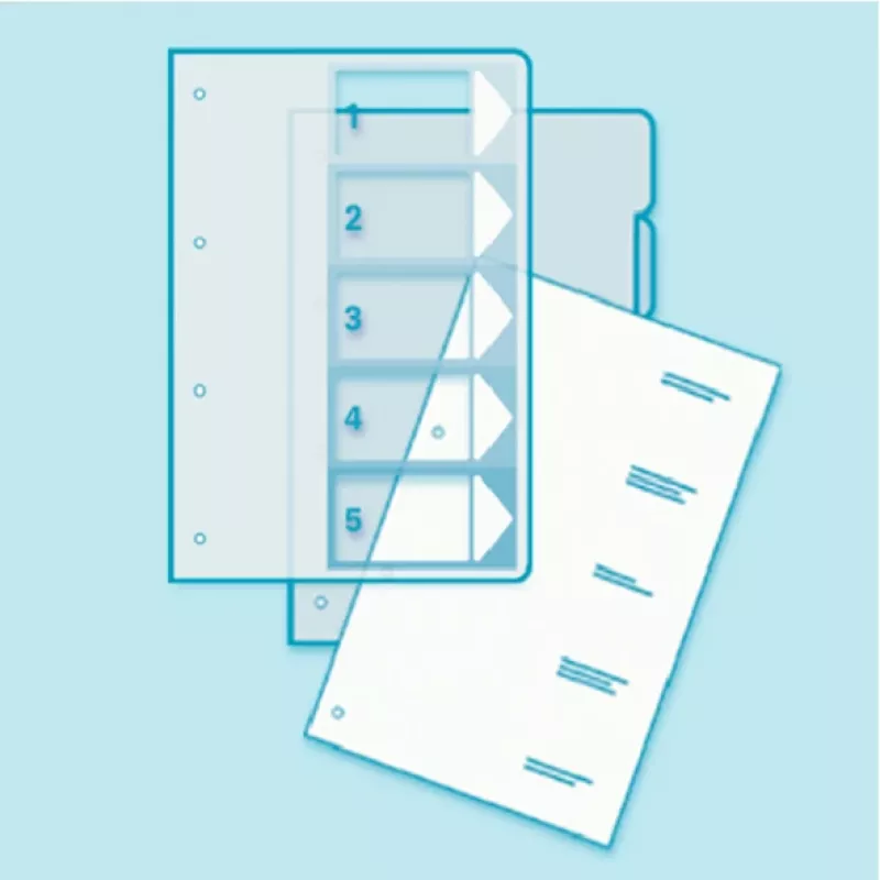 Leitz índice imprimible para PC, PP, extragrande, índice numérico, polipropileno (PP), azul, verde, naranja, rojo, amarillo, 245 mm, 2 mm, 305 mm