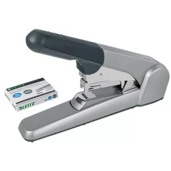 Grapadora de grapado plano Heavy Duty Leitz, 60 hojas, gris, gris claro, grapado estándar, 25/10, 6 cm, 110 grapas