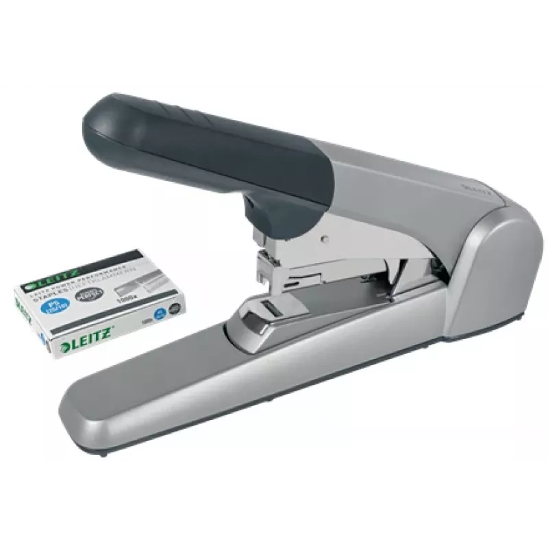 Grapadora de grapado plano Heavy Duty Leitz, 60 hojas, gris, gris claro, grapado estándar, 25/10, 6 cm, 110 grapas