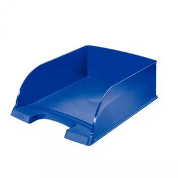 Bandeja de correspondencia Plus Jumbo Leitz, plástico, azul, A4, sobre, carta, nota, papel, 242 x 330 x 95 mm, 255 x 357 x 103 mm