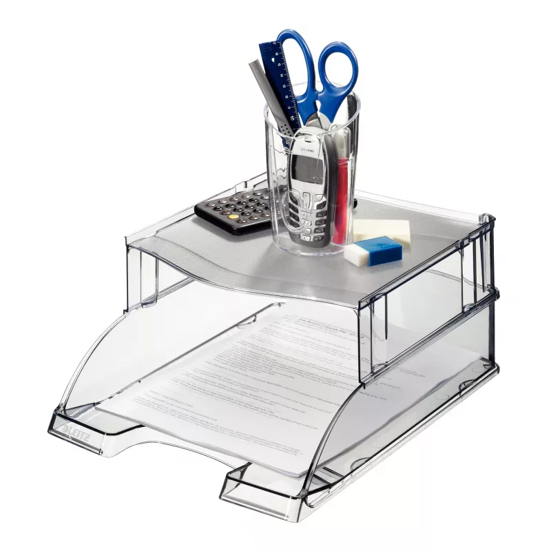 Leitz Bandeja de documentos Elevación Plus Universal, plástico, gris, transparente, 254 mm, 265 mm, 70 mm, 200 g