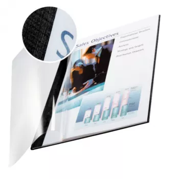 Leitz impressBIND Portada Soft 10,5 mm, A4, cartón, tereftalato de polietileno (PET), negro, transparente, 105 hojas, 1,05 cm, 214 mm