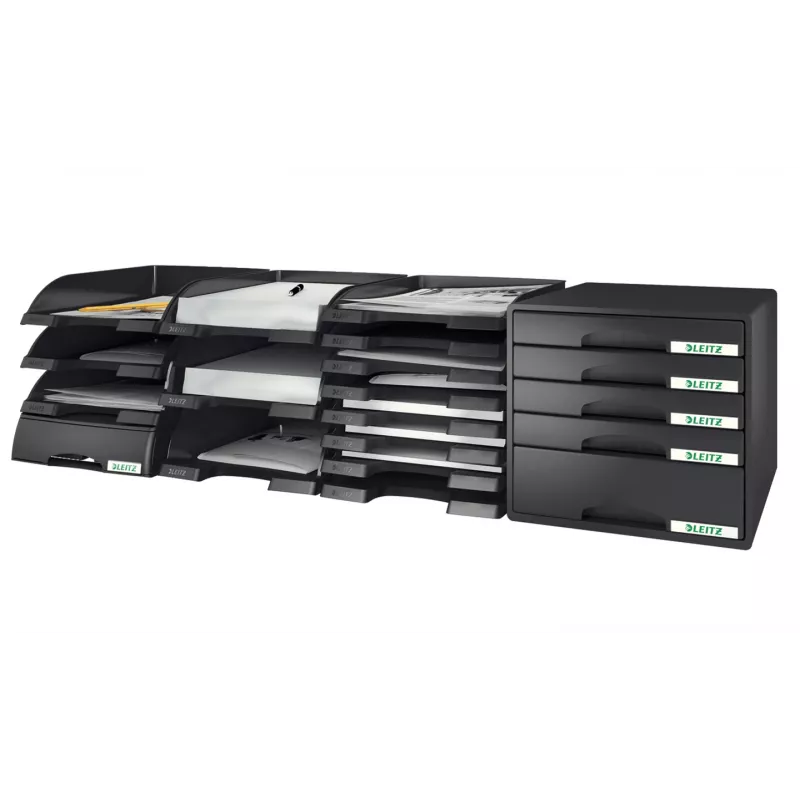 Leitz Bandeja de documentos Plus, plástico, negro, A4, 242 x 330 x 60 mm, 255 mm, 357 mm