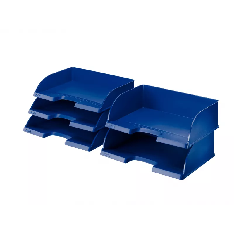 Leitz Plus bandeja de documentos horizontal jumbo, plástico, azul, A4, carta, notas, papel, 350 x 245 x 97 mm, 363 x 273 x 103 mm