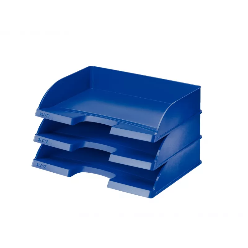 Leitz Plus bandeja de documentos horizontal jumbo, plástico, azul, A4, carta, notas, papel, 350 x 245 x 97 mm, 363 x 273 x 103 mm