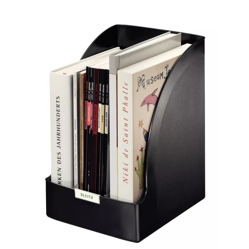 Leitz Plus archivador de revistas jumbo, negro, plástico, A4, 20,5 cm, 213 mm, 321 mm