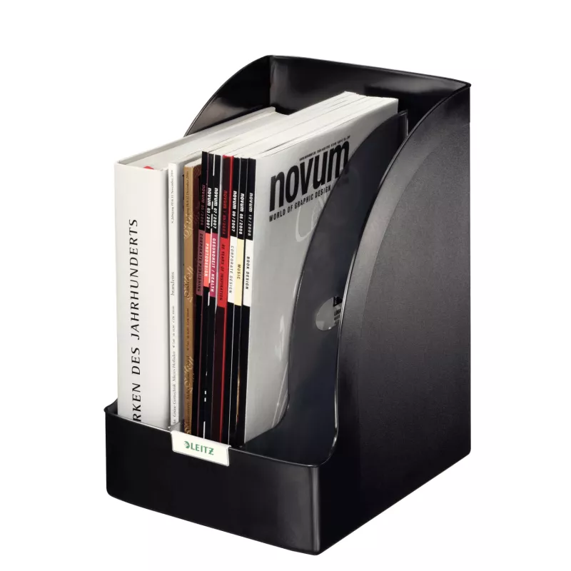 Leitz Plus archivador de revistas jumbo, negro, plástico, A4, 20,5 cm, 213 mm, 321 mm