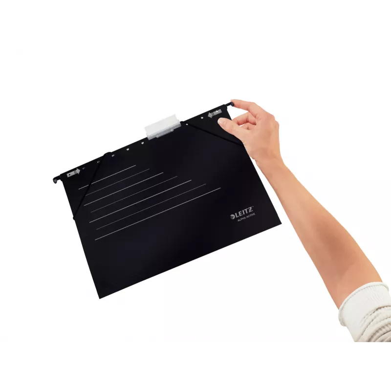 Leitz carpeta de archivo colgante Alpha Active FSC®, A4, negra, cartón, 348 mm, 260 mm, 90 g