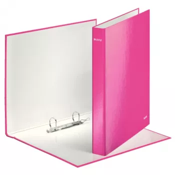 Leitz archivador de anillas WOW laminado A4+ 2DR/25 mm, A4, cartón, rosa, blanco, 250 hojas, 80 g/m²