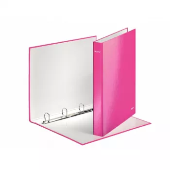 Leitz archivador de anillas WOW laminado A4+ 4DR/25 mm, A4, cartón, rosa, 230 hojas, 80 g/m², 2,5 cm