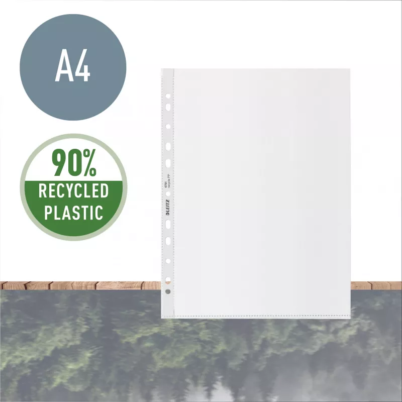 Leitz funda A4 Recycle, 210 x 297 mm (A4), transparente, polipropileno (PP), vertical, 0,1 mm, 230 mm