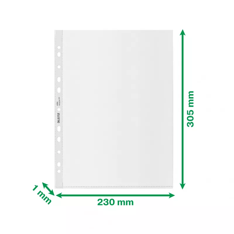 Leitz funda A4 Recycle, 210 x 297 mm (A4), transparente, polipropileno (PP), vertical, 0,1 mm, 230 mm