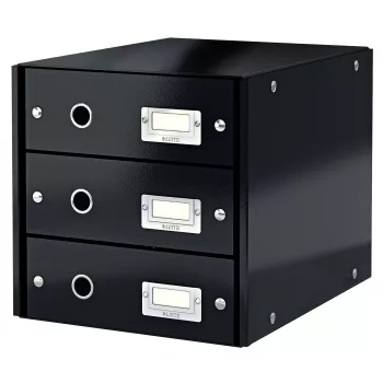 Leitz Click & Store WOW cajonera (3 cajones), negro, cartón, 286 mm, 358 mm, 282 mm, 2,21 kg