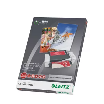 Leitz iLAM Ultra-Premium Glossy A3 fundas de laminar con UDT, 175 micras, 100 uds.